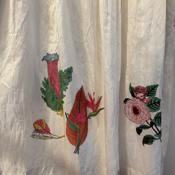 Injiri Rasa 27 White Floral Silk Slip Midi Dress Size Medium Bohemian Casual - Picture 5 of 10